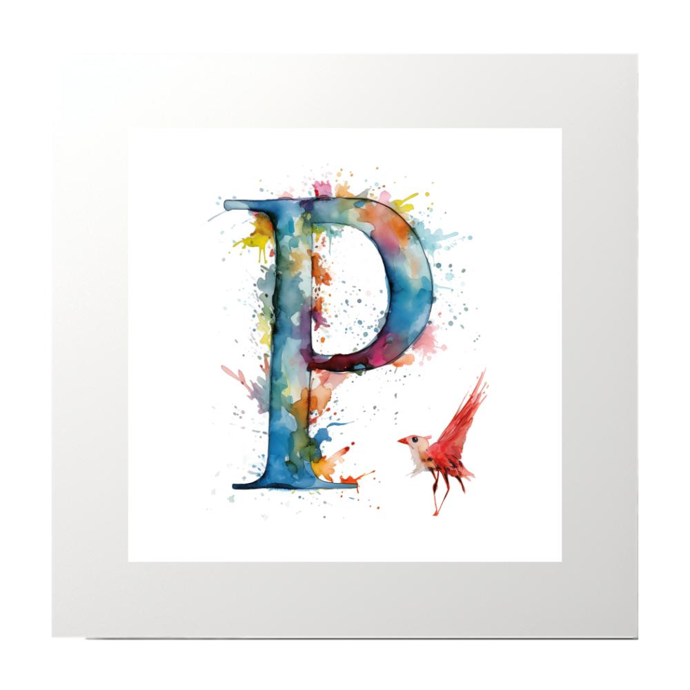 Alphabet Watercolour P Art Print