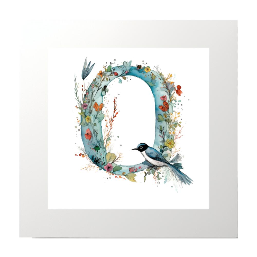 Alphabet Watercolour Q Art Print