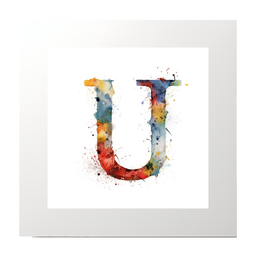 Alphabet Watercolour U Art Print