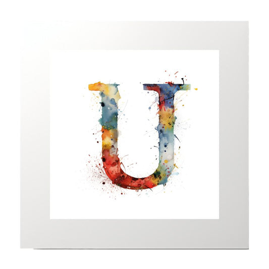 Alphabet Watercolour U Art Print