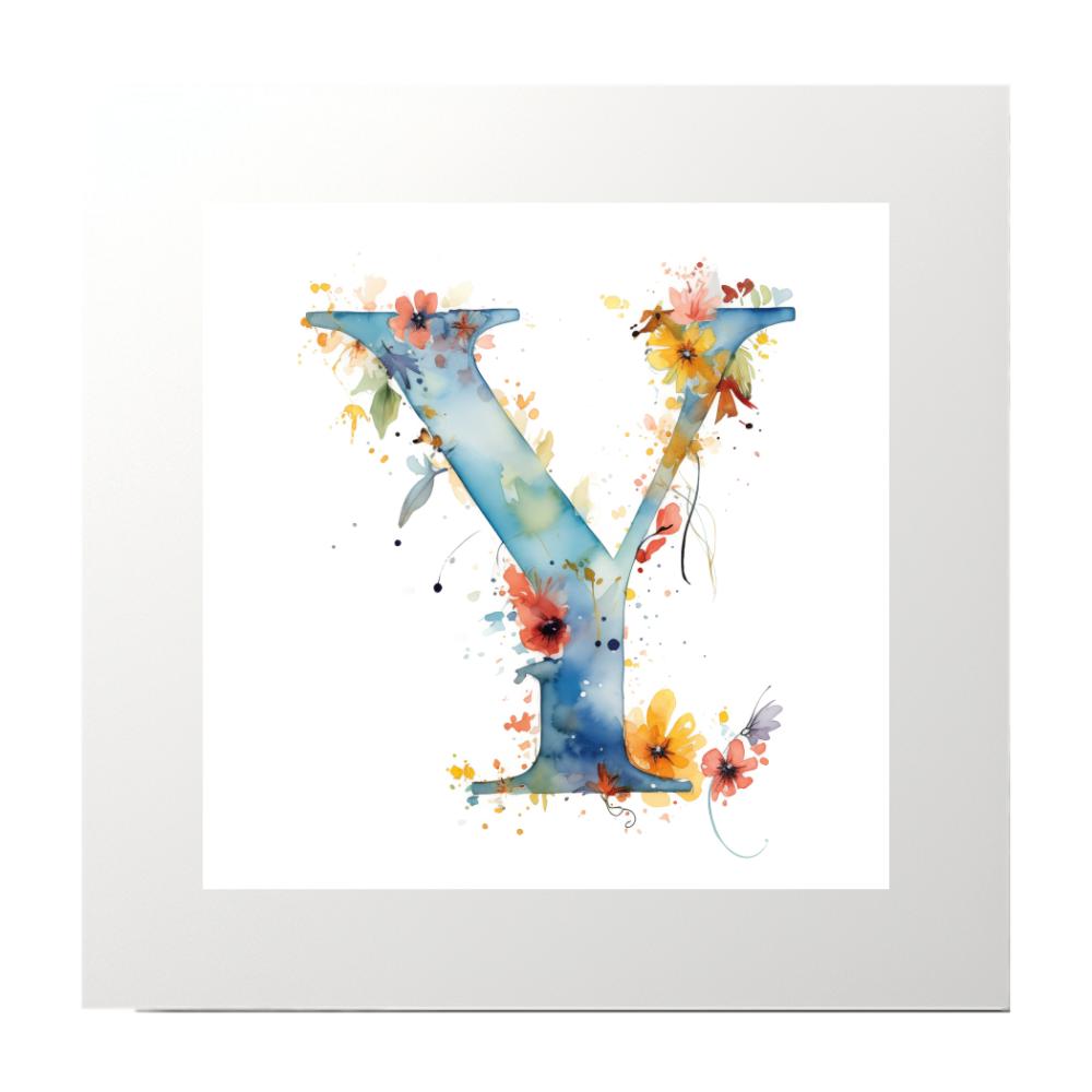 Alphabet Watercolour Y Art Print