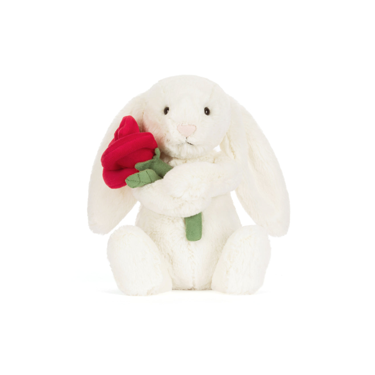 Jellycat Cream Bunny with Red Rose