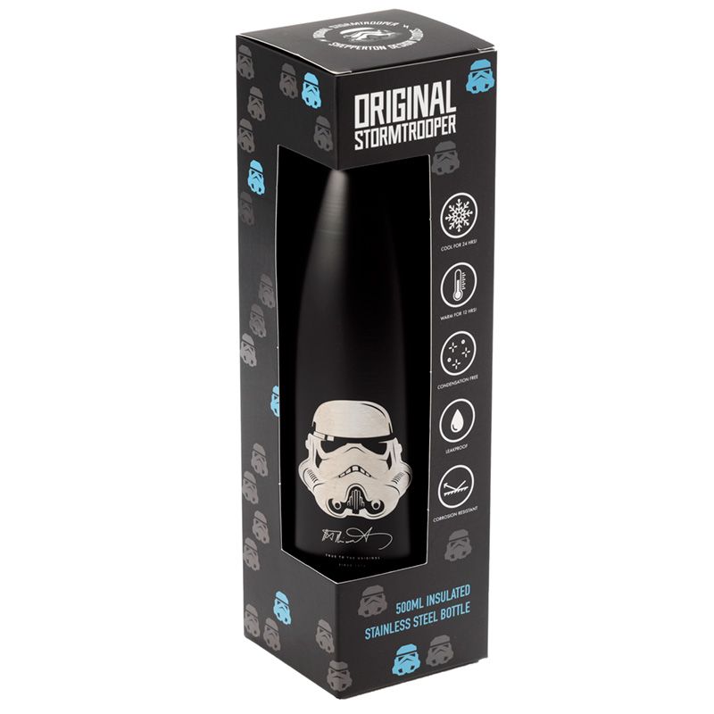 Puckator - Insulated Bottle | The Original Stormtrooper Reusable Stainless Steel Hot & Cold | 500ml | Black