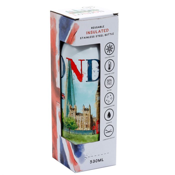 Puckator - Insulated Bottle | London Tour Hot & Cold Drinks Bottle | 530ml