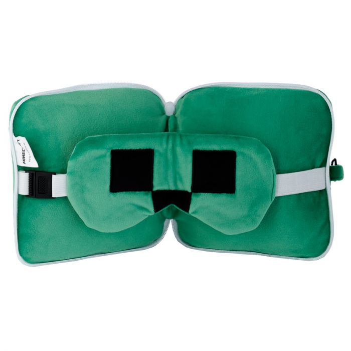 Puckator - Eye Mask | Relaxeazzz Minecraft Creeper Shaped Plush Travel Pillow & Eye Mask