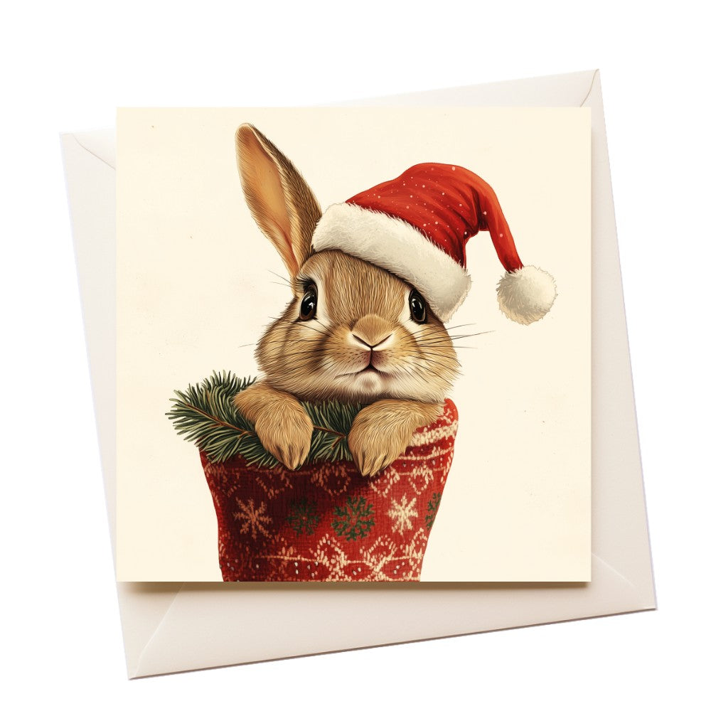 Bunny Stocking Graphic Christmas Card