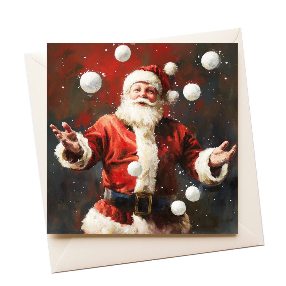 Classic Juggling Santa Christmas Card