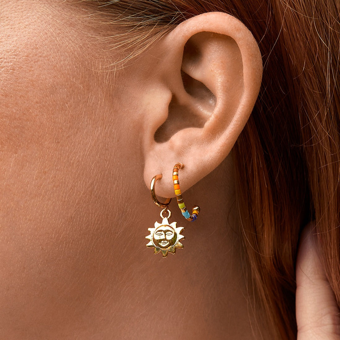 Estella Bartlett - Earrings | Rainbow Beaded Hoop Earrings | Gold Plated