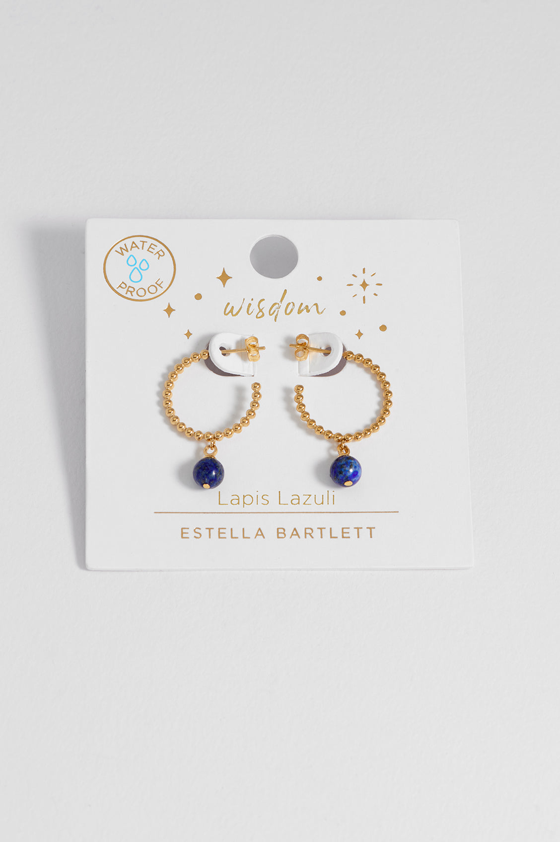Estella Bartlett Wellness Lapis Lazuli Beaded Drop Hoops - Waterproof PVD Gold Plated - image 4