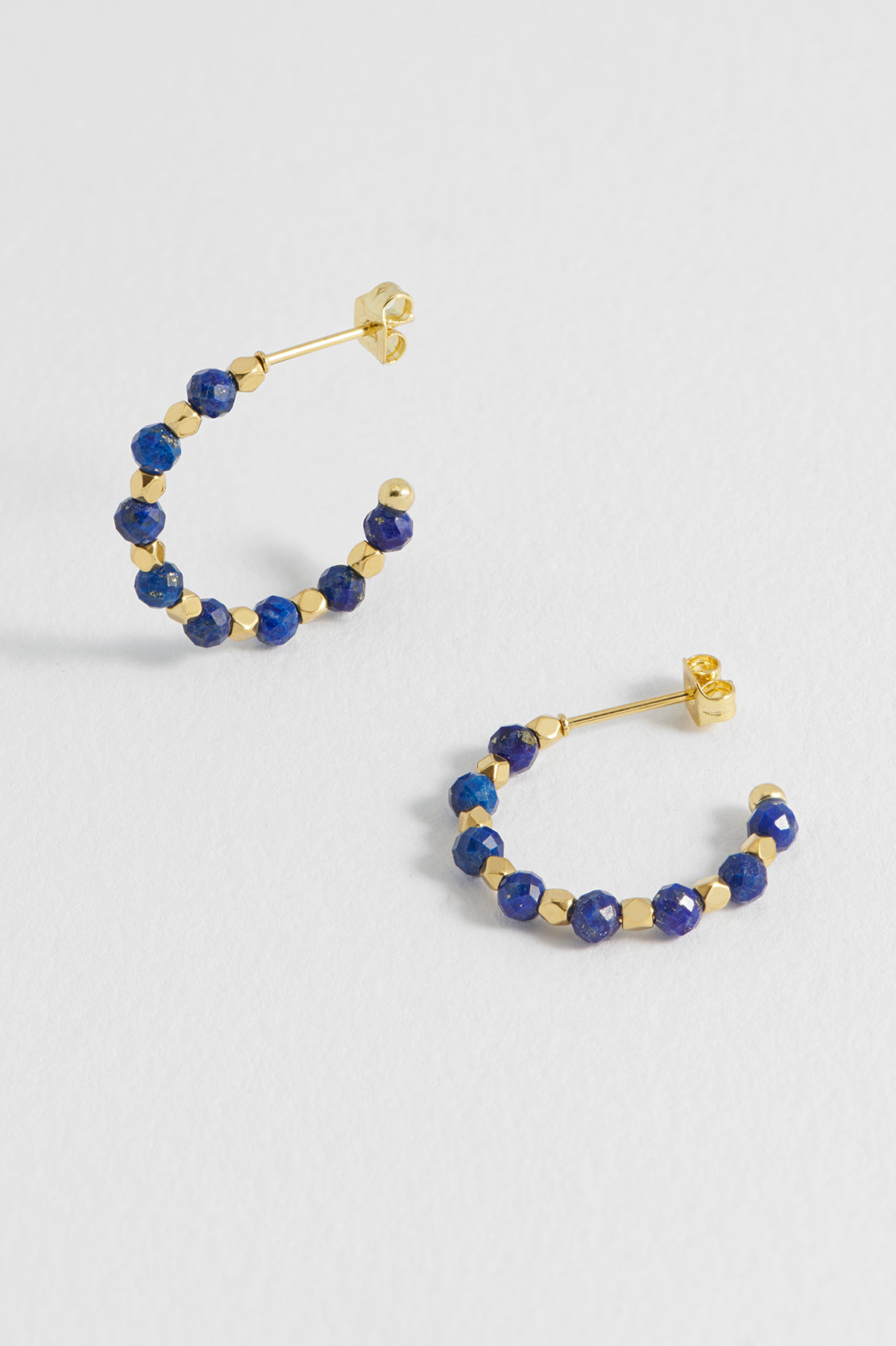 Estella Bartlett Wellness Lapis Lazuli Coco Beaded Hoops - Waterproof PVD Gold Plated - image 4