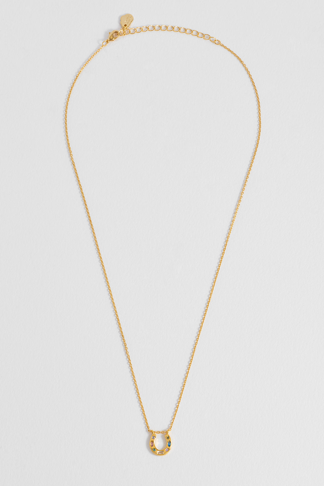 Estella Bartlett Gold Plated Multi Pastel CZ Horseshoe Necklace - image 4