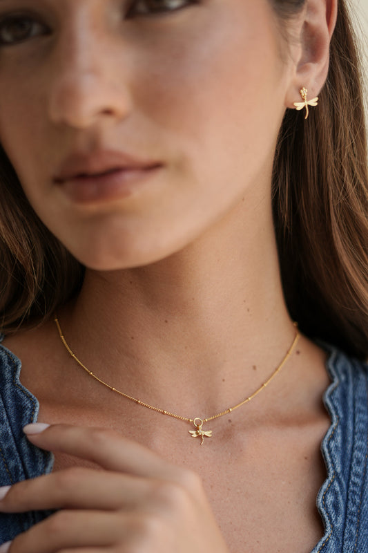 Estella Bartlett Gold Plated Flower and Dragonfly Necklace - image 2