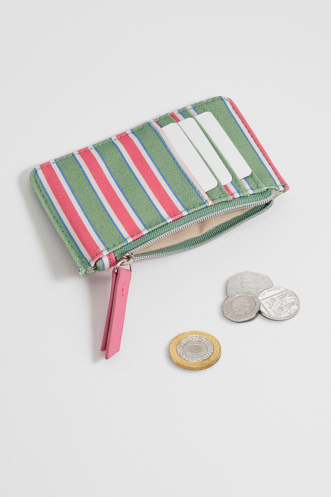Estella Bartlett Green Stripe Canvas Card Purse - image 4