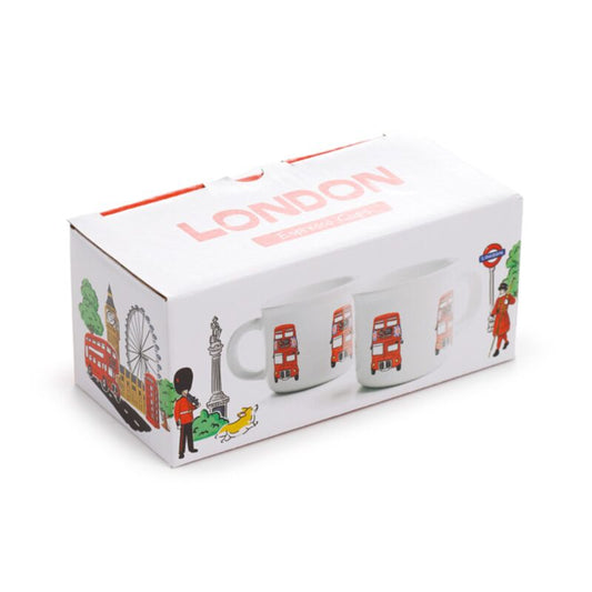 London Souvenir Red Bus Set of 2 Porcelain Espresso Cups - image 2