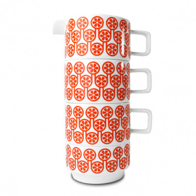 Keith Brymer Jones Hokolo Tea Set - Sugar Jug | 2 Short Mugs | Orange