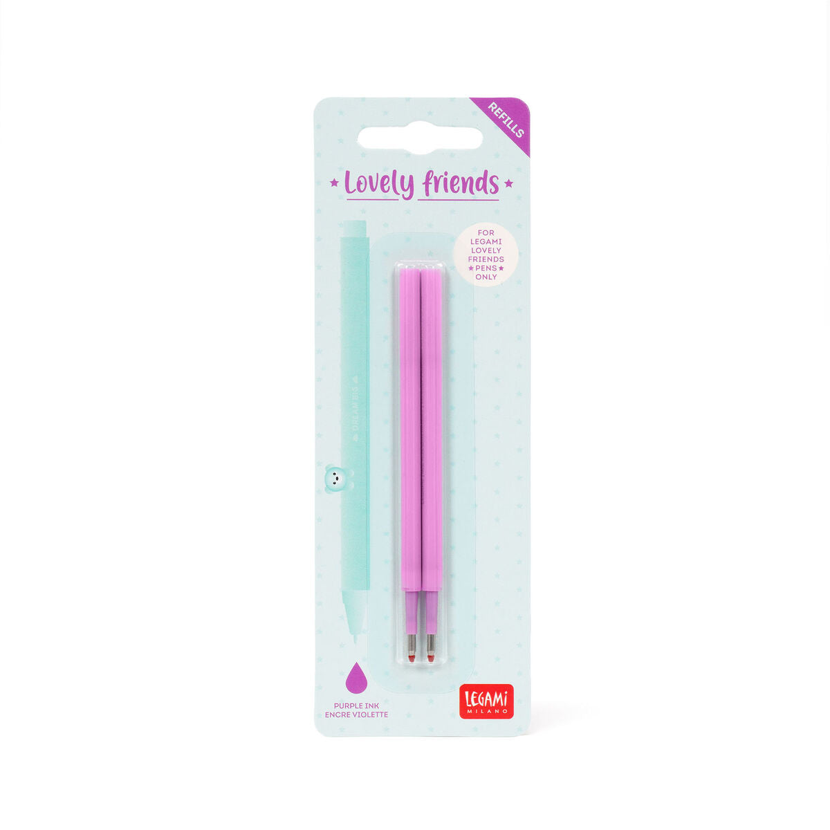 Legami Lovely Friends Gel Pen Refills, Pack of 2 - Purple - image 2