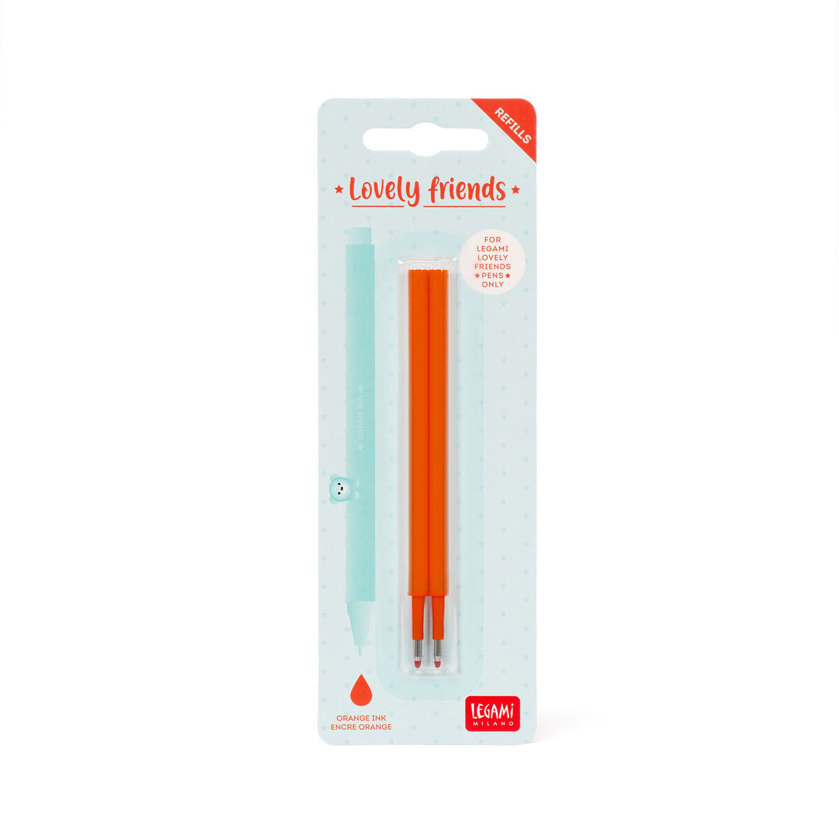 Legami Lovely Friends Gel Pen Refills, Pack of 2 - Orange - image 2