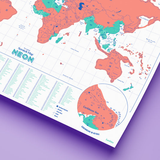 Coral Neon Scratch Map