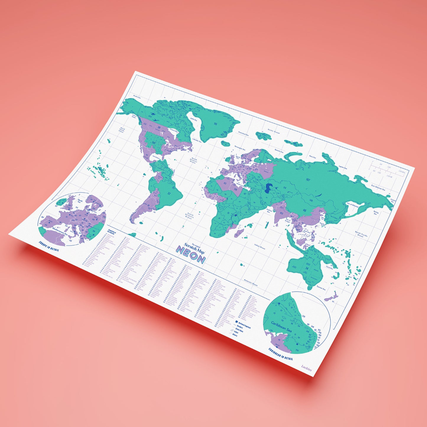 Green Neon Scratch Map