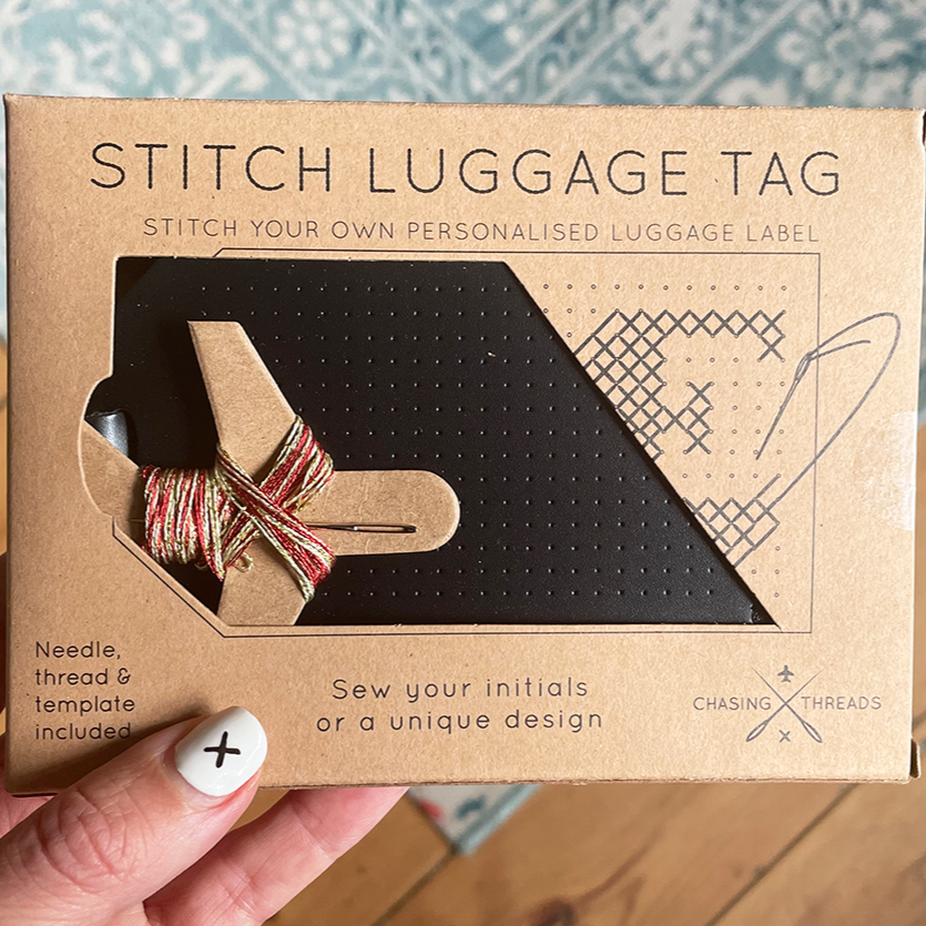 Chasing Threads - Luggage Tag  | Stitch Luggage Tag | Black