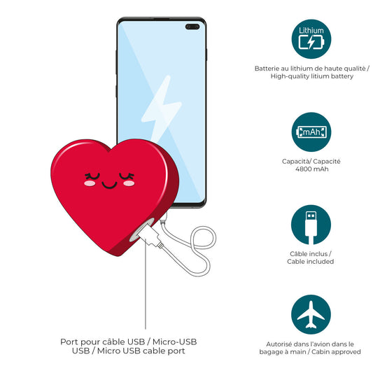 Legami Heart Portable Battery Charger - My Super Power - Image 2