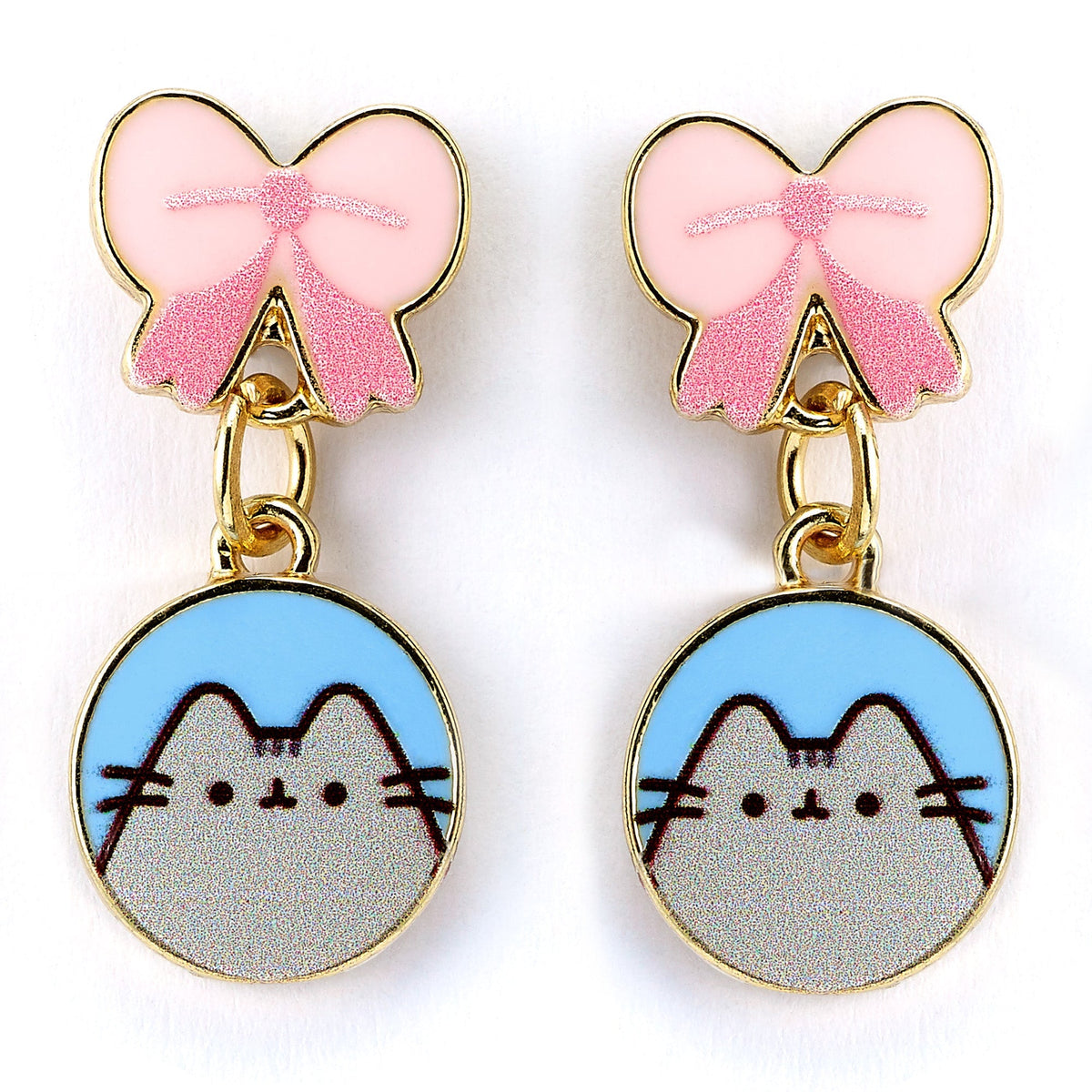 Pusheen the Cat Pink Bow Drop Earrings - The Carat Shop