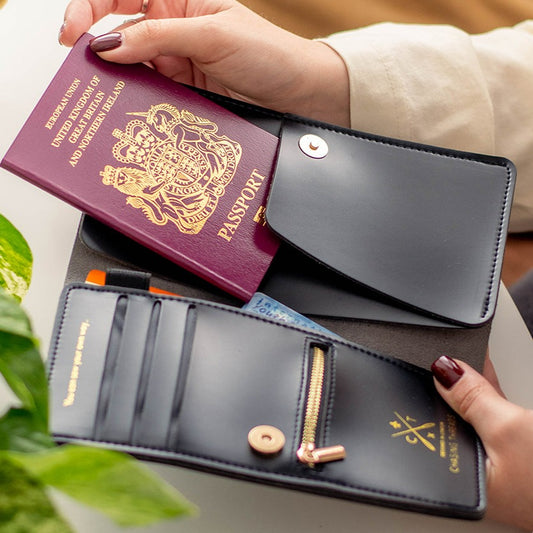 Chasing Threads - Wallets | Stitch Travel Wallet | Black - Vegan