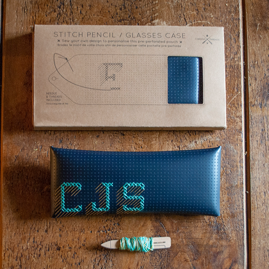 Chasing Threads - Wallets | Stitch Pencil Case / Glasses Holder |  Navy Vegan