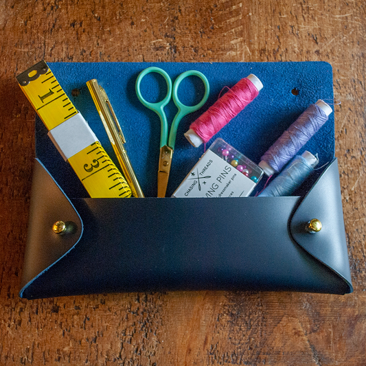 Chasing Threads - Wallets | Stitch Pencil Case / Glasses Holder |  Navy Vegan