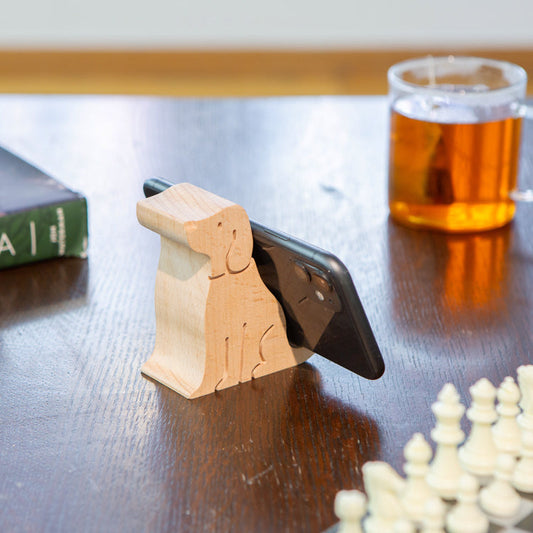 Kikkerland Dog Wooden Phone Stand - Beechwood - image 2
