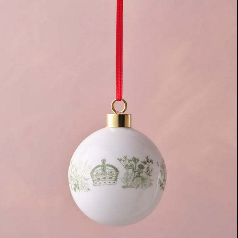 King Charles III Coronation Bauble in White and Green