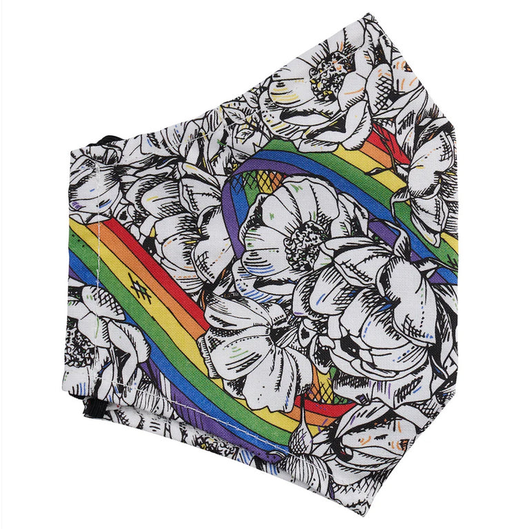 Victoria Eggs Roses and Rainbow Fabric Face Mask