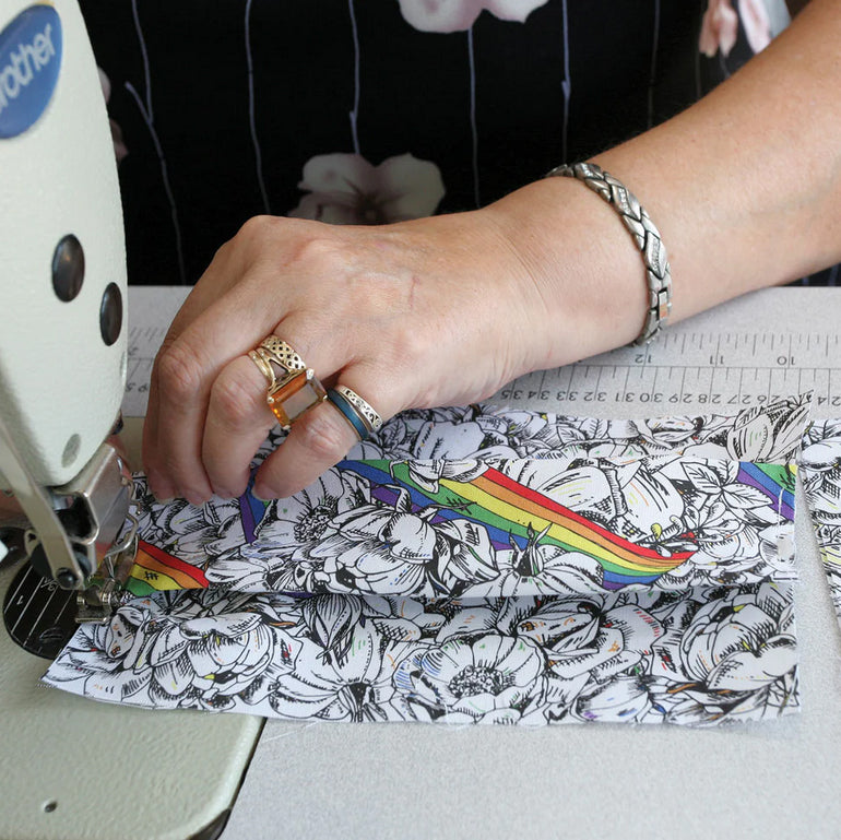 Victoria Eggs Roses and Rainbow Fabric Face Mask