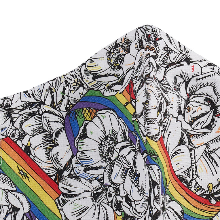 Victoria Eggs Roses and Rainbow Fabric Face Mask