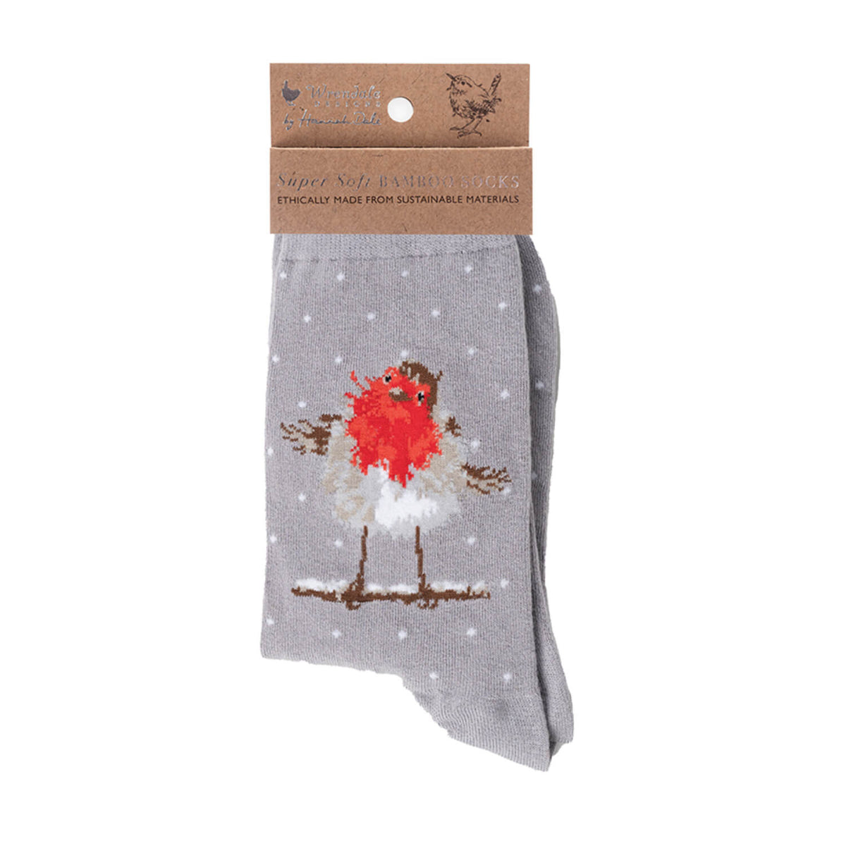 Wrendale Designs Women's Bamboo Christmas Socks - Jolly Robin