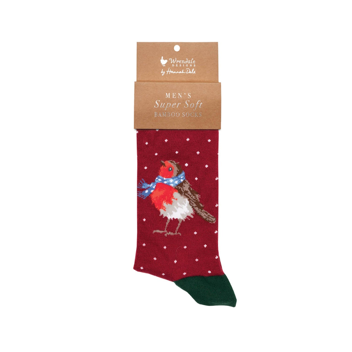 Wrendale Designs Men's Bamboo Christmas Socks - Season's Tweetings Robin