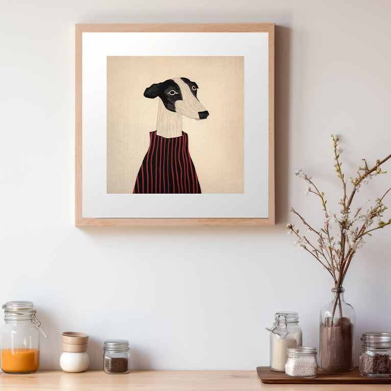 Animals Art Dog Black/ Red Jumper Art Print