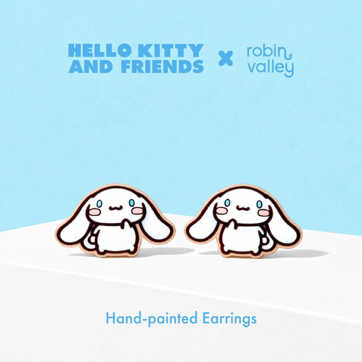 Robin Valley Officially Licensed Cinnamoroll Floppy Ears Stud Earrings - Sanrio Jewellery Gift