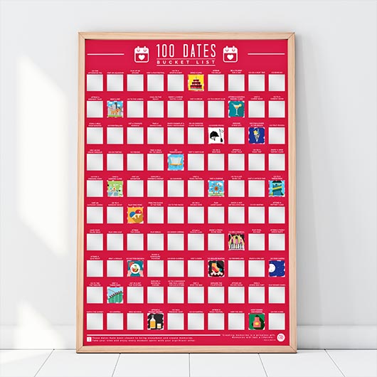 100 Dates to go on Bucket List Scratch Poster