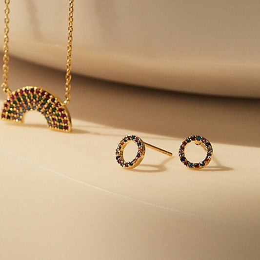 Estella Bartlett - Earrings | Rainbow Circle Earrings | Gold Plated