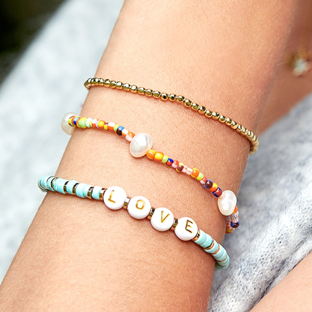 Estella Bartlett - Bracelet | Rainbow Pearl Bracelet Set - Pack of 2 | Gold Plated