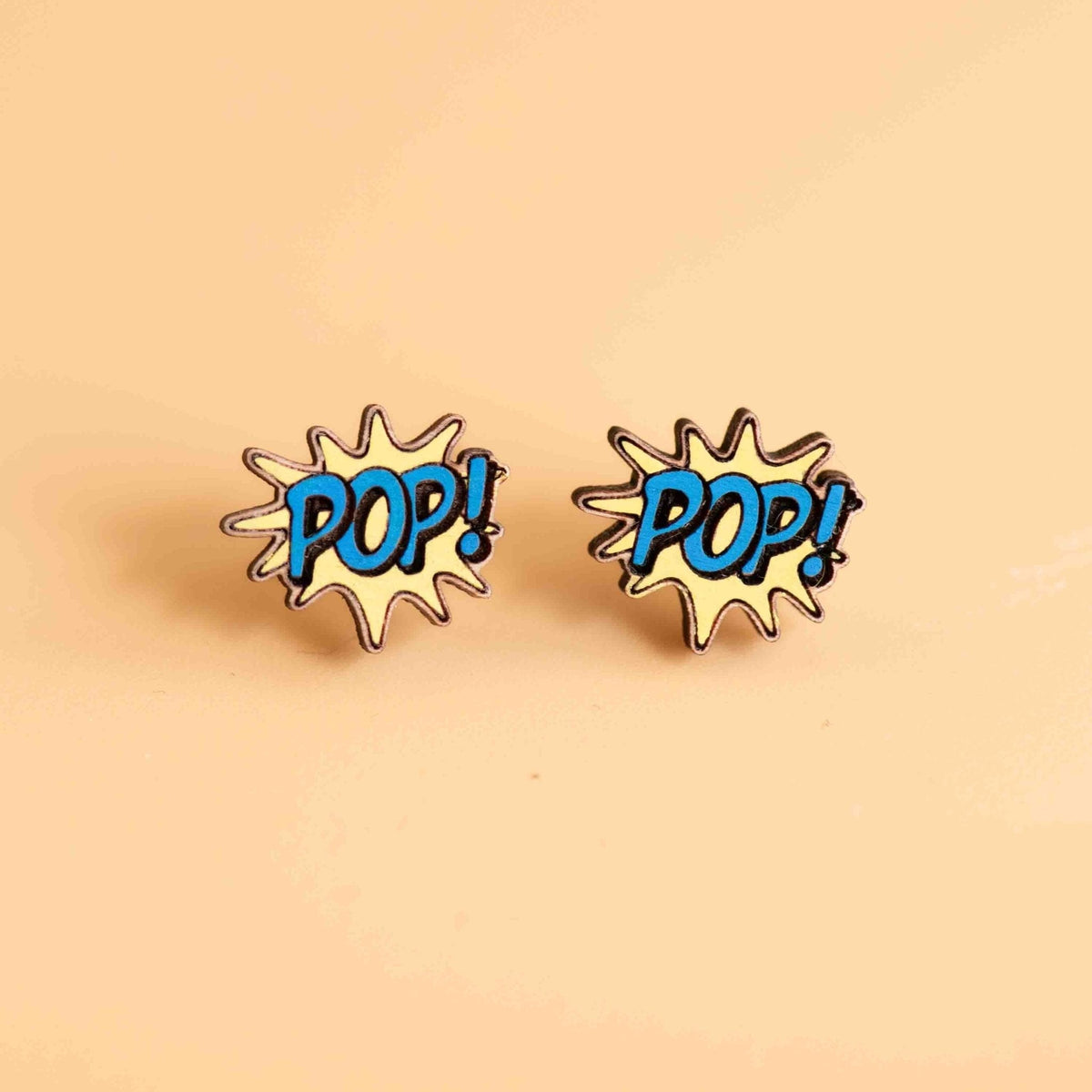 Robin Valley Pop Art Stud Earrings - Wooden Jewellery Gift
