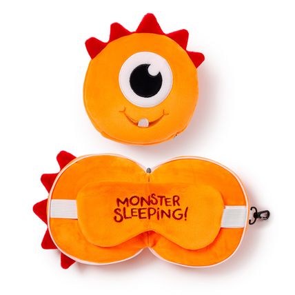 Puckator - Eye Mask | Relaxeazzz Orange Monster Travel Pillow And Eye Mask