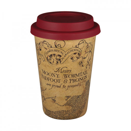 Harry Potter travel Eco-mug with Marauder's Map in beige