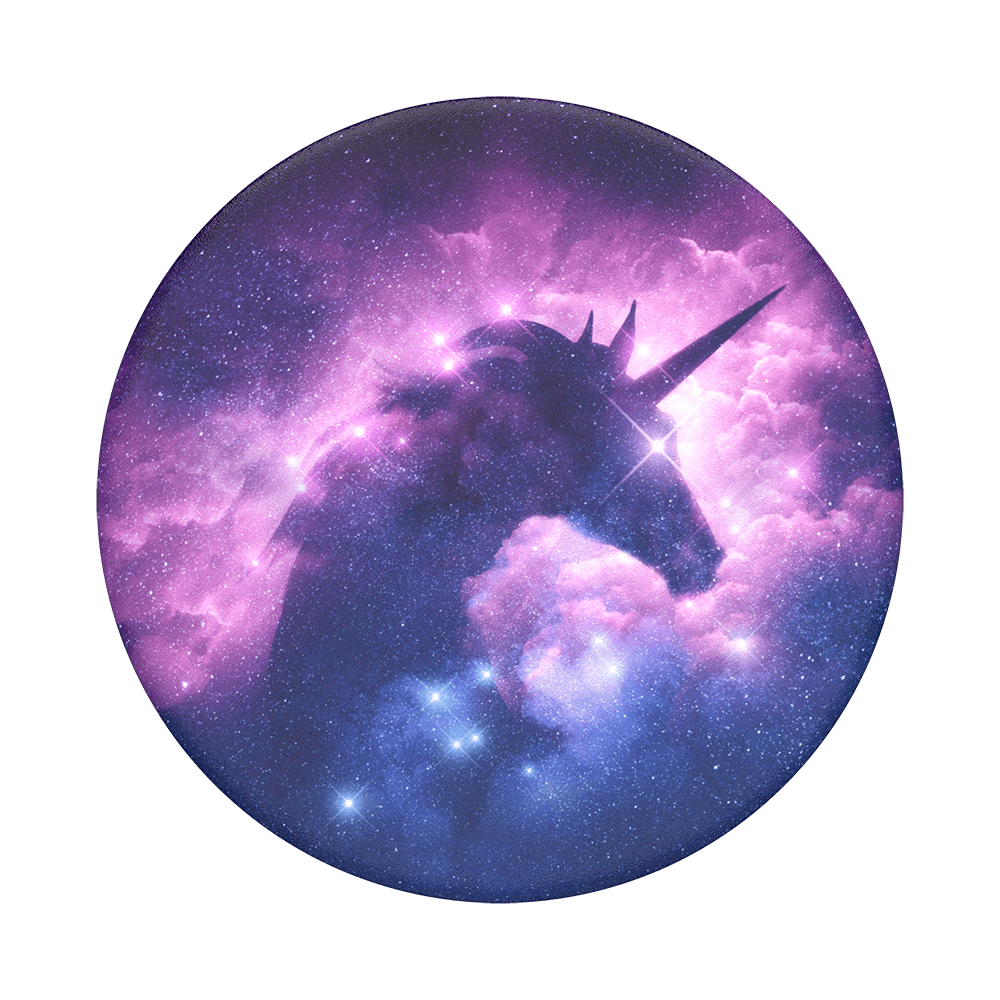 Mobile accessory expanding hand-grip and stand Popsocket in mystical unicorn nebula