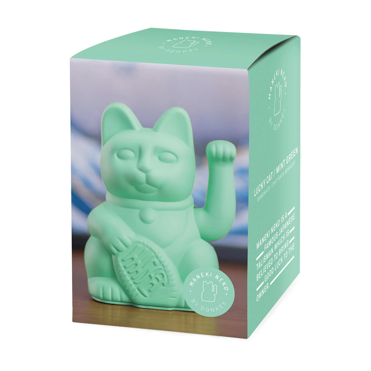 Lucky Cat Waving Maneki Neko Mint green