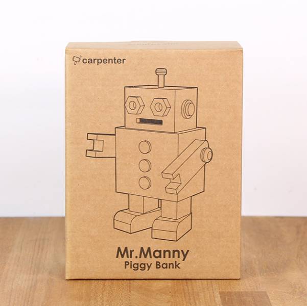 Wooden DIY Robot Toy Money Box Piggy Bank Coin Bank Mr. Manny
