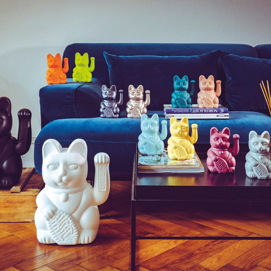 Lucky Cat Waving Maneki Neko Grey