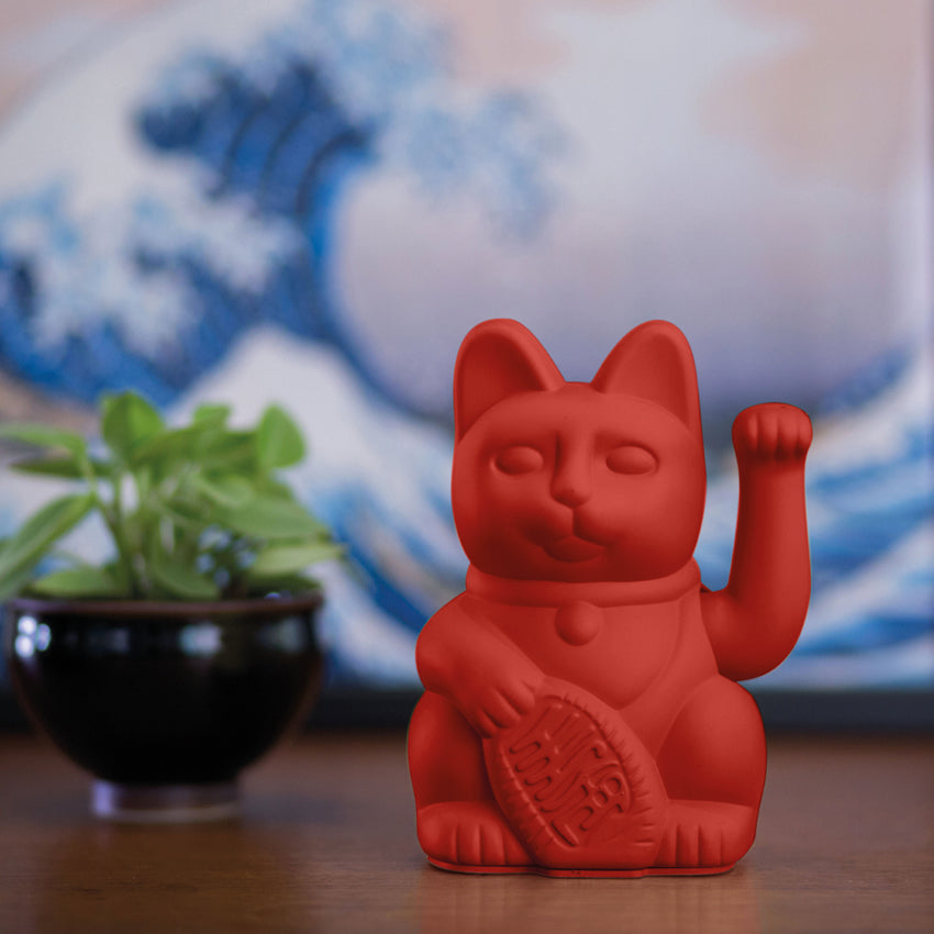 Lucky Cat Waving Maneki Neko Red