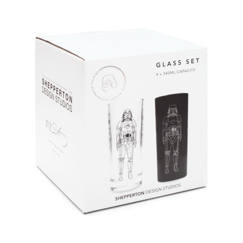 Stormtrooper Glass Set of Four in Black and Clear Glass